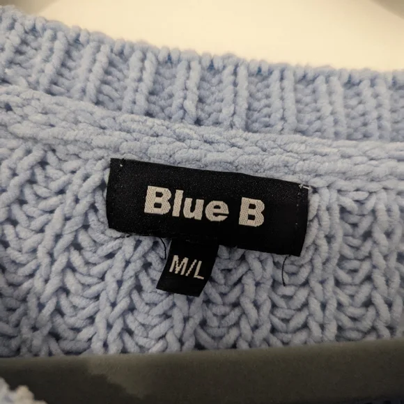 Chunky Waffle Knit Sweater, Blue Size M/L - Picture 6 of 6